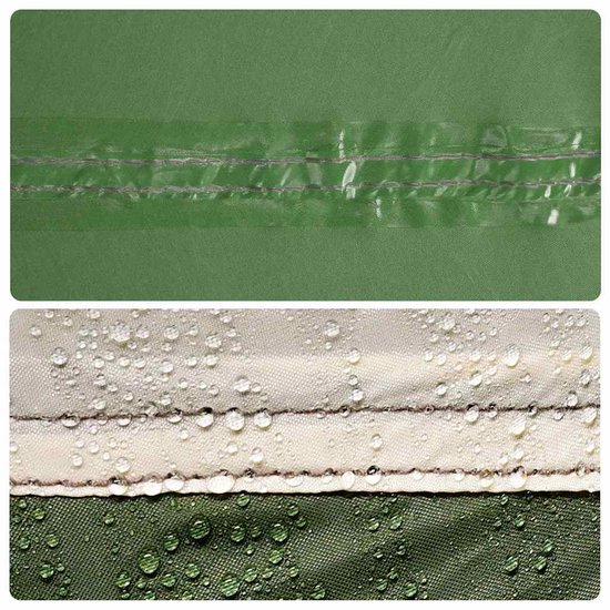 Gros plan détaillé des coutures et de la texture imperméables de la bâche.