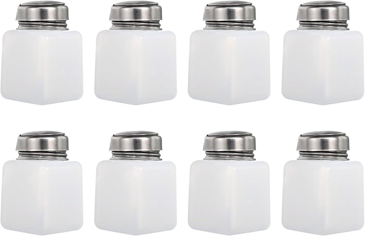 Image of 120 ml Alcoholdrukpompen Dispenser Fles - Set van 8 Stuks - Vloeistof Pers Lege Container - Wit - Handig in Gebruik - Navulbaar