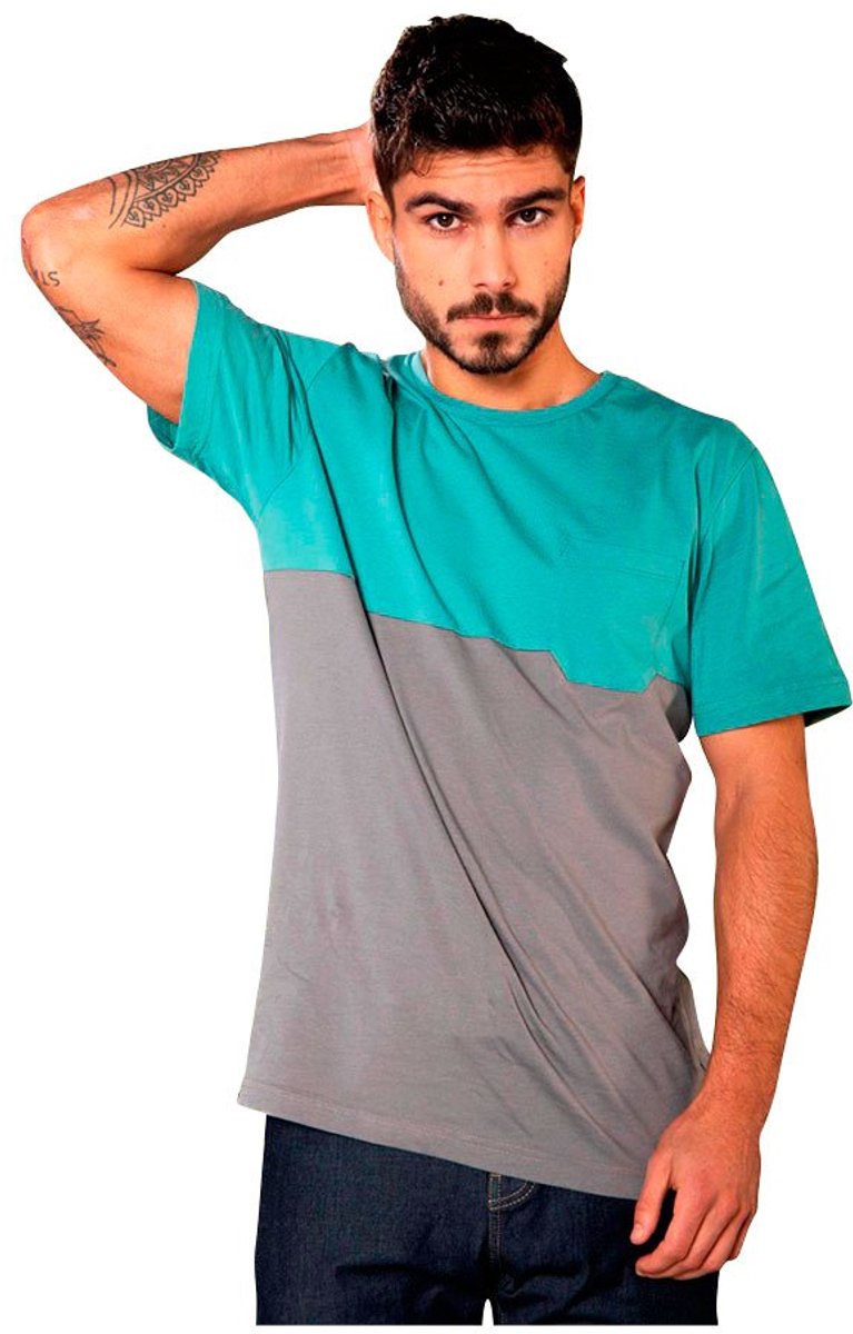 Snap Climbing Two-colored Pocket T-shirt Met Korte Mouwen Groen,Grijs M Man