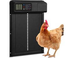 Kippenluik - Automatisch met timer - Chickenguard - Kippendeur - IPX4 - LCD display - Zwart