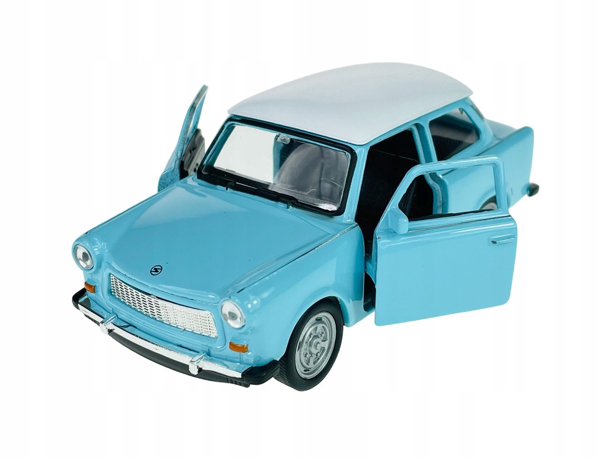 Welly Trabant 601 Metaal Modelauto 1:34 Blauw met Wit Dak