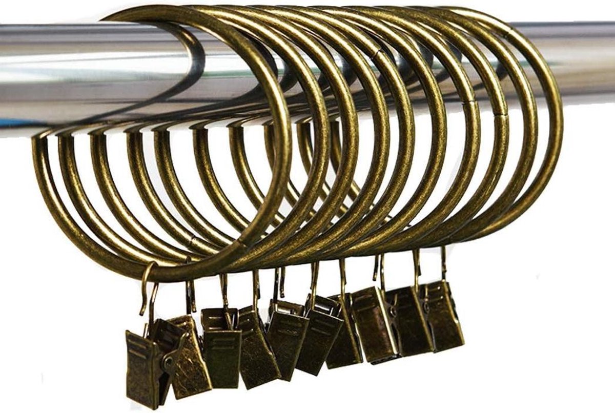 Provento - Set van 20 Bronzen Metalen Gordijn Clips Ringen 38mm Diameter Galvaniseren Verwerking - Interieurdecoratie, Gordijnaccessoires, Duurzaamheid.