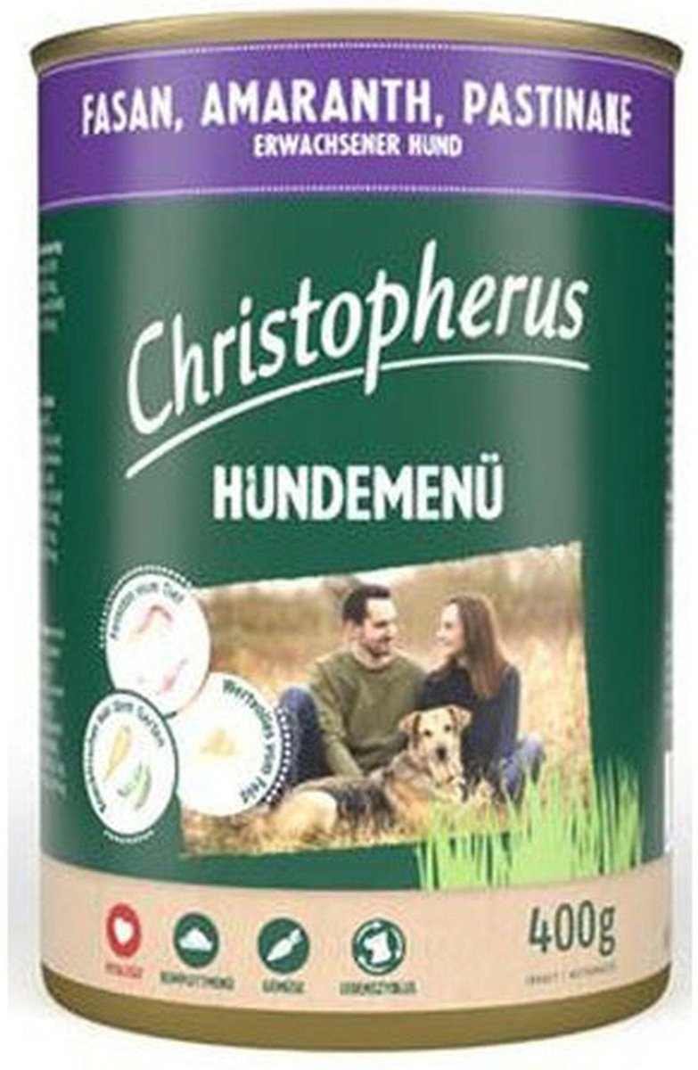 Christopherus hondenmenu Adult 6x400g – fazant, amarant, pastinaak Christopherus hondenmenu Adult 6x400g – fazant, amarant, pastinaak