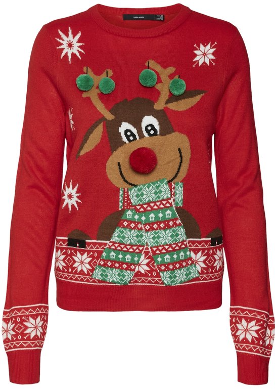 VERO MODA - VMNEWFROSTYDEER LS O-NCK BLOUSE XMAS REP - Femme - Pulls tricotés