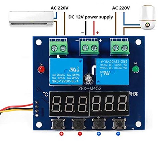 Temperature Controller, XH-M452 DC 12V Dual Output Automatic Constant ...