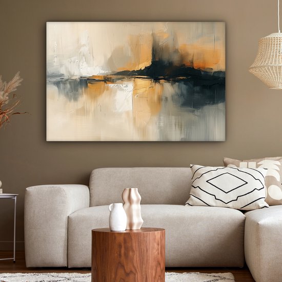 Peinture sur toile 120x80 cm - Décoration murale Moderne - Abstrait - Or - Zwart - Décoration murale salon - Décoration chambre moderne - Tableaux abstraits