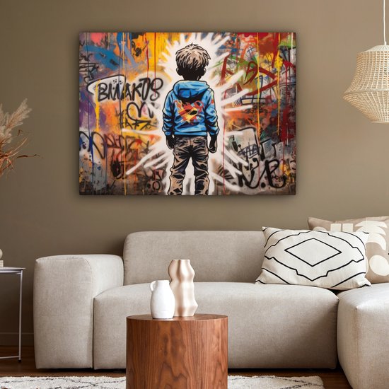 Tableau toile 120x90 cm - Décoration murale Graffiti - Garçon - Couleurs - Street Art - Décoration murale murale salon - Décoration chambre - Accessoires de chambre - Peintures