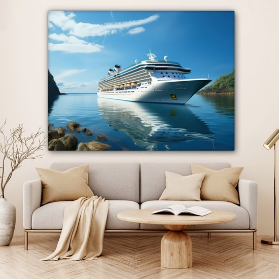 Peinture sur toile 160x120 cm - Décoration murale Bateau - Bateau de croisière - Water - Nature - Maritime - Décoration murale murale salon - Décoration chambre - Accessoires de chambre - Peintures