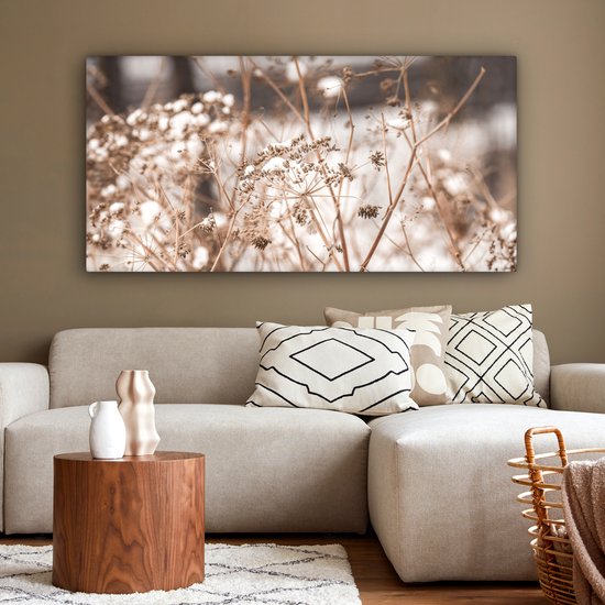 Peinture sur toile 160x80 cm - Décoration murale Fleurs séchées - Wit - Plantes - Décoration murale murale salon - Décoration chambre - Accessoires de chambre - Peintures