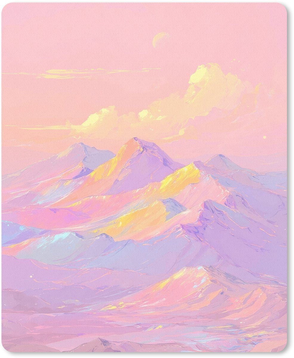 Muismat 19x23 cm - Mousepad Bergtoppen - Wolken - Dromerig - Muismatten