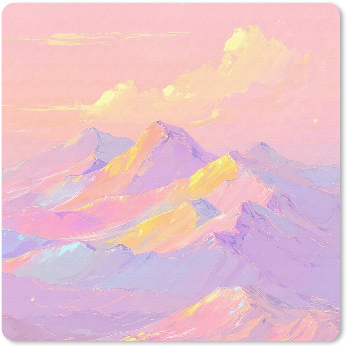 Muismat 20x20 cm - Mousepad Bergtoppen - Wolken - Dromerig - Muismatten