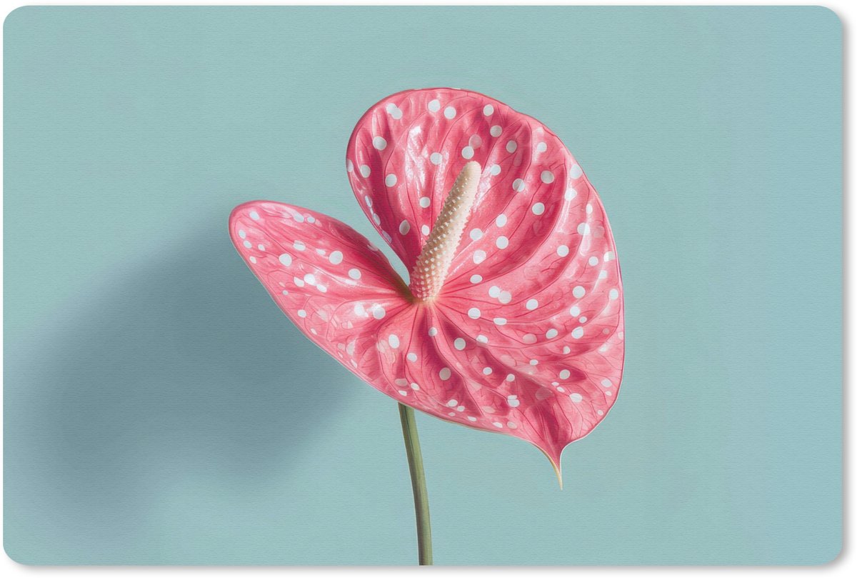 Muismat 27x18 cm - Mousepad Blad - Anthurium - Stippen - Roze - Muismatten