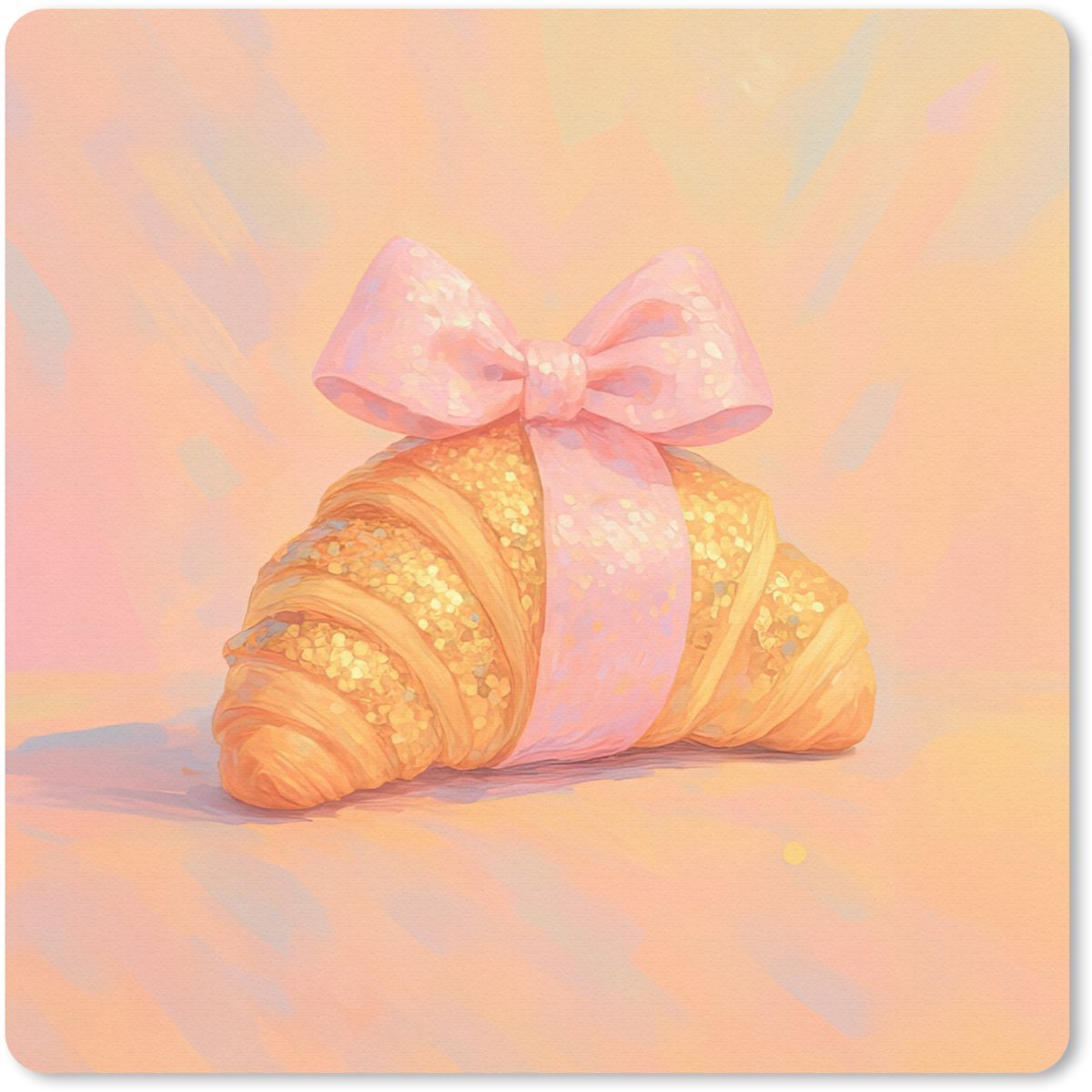 Muismat 20x20 cm - Mousepad Croissant - Strik - Roze - Muismatten