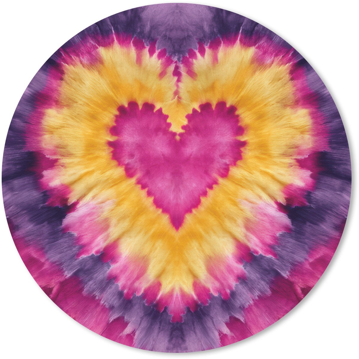 Muismat rond 30x30 cm - Mousepad Tie dye - Hartvorm - Vlammen - Oranje - Ronde muismatten