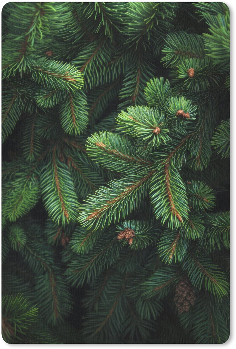 Muismat 18x27 cm - Mousepad Sparrentakken - Knoppen - Naalden - Groen - Muismatten
