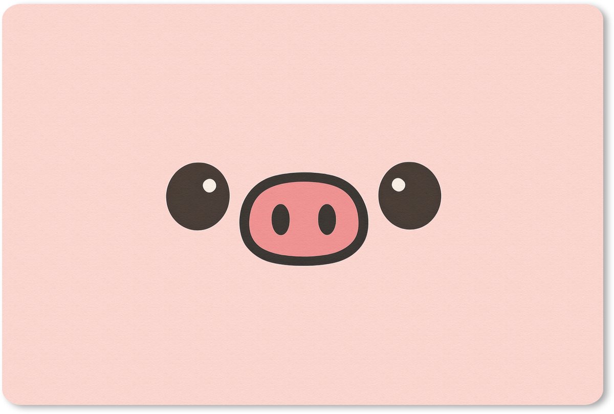 Muismat 27x18 cm - Mousepad Varken - Roze - Minimalistisch - Muismatten
