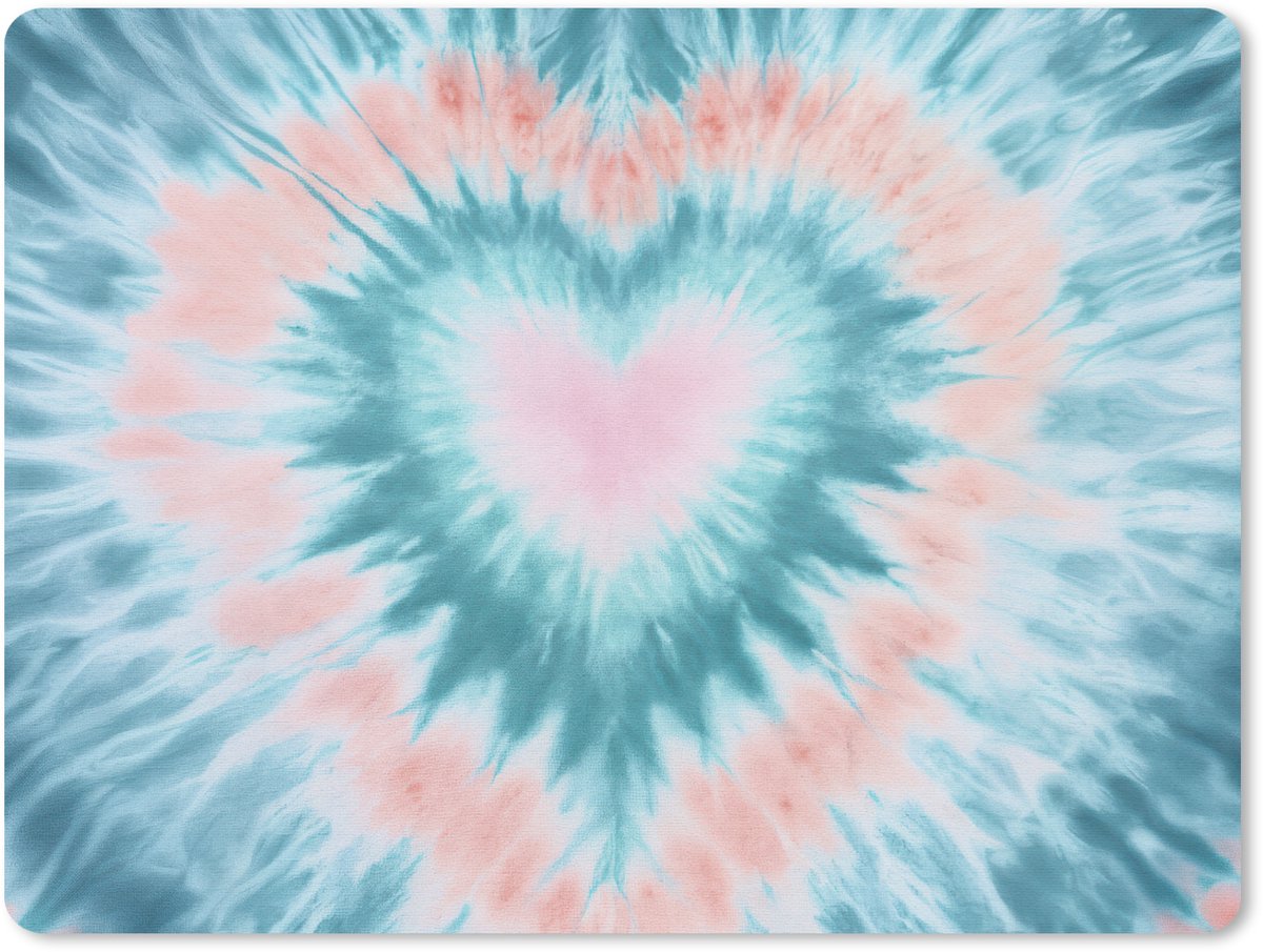 Muismat 23x19 cm - Mousepad Hartvormig - Tie dye - Pasteltinten - Lichtgroen - Muismatten