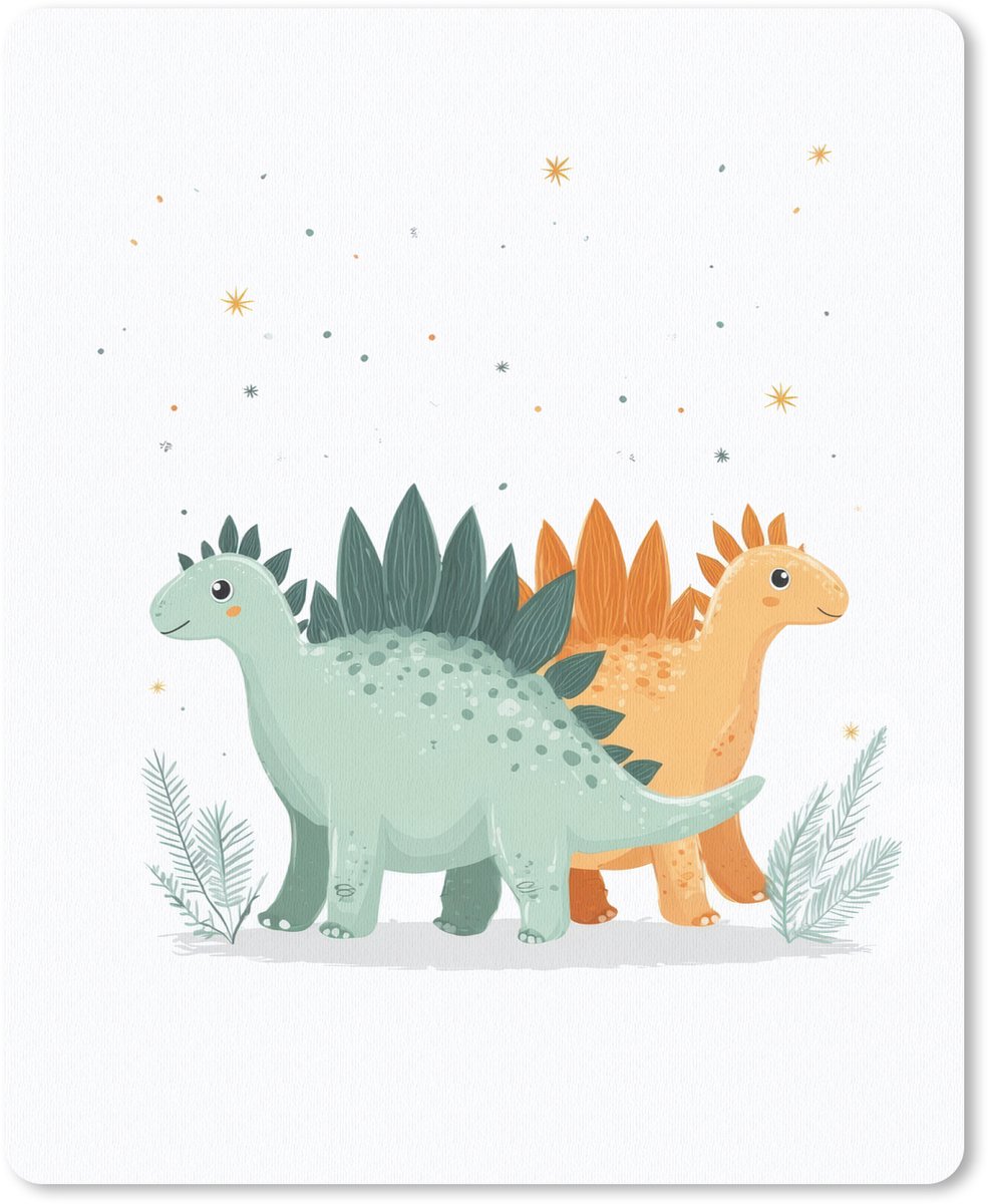 Muismat 19x23 cm - Mousepad Planten - Sterren - Dinosaurussen - Oranje - Muismatten