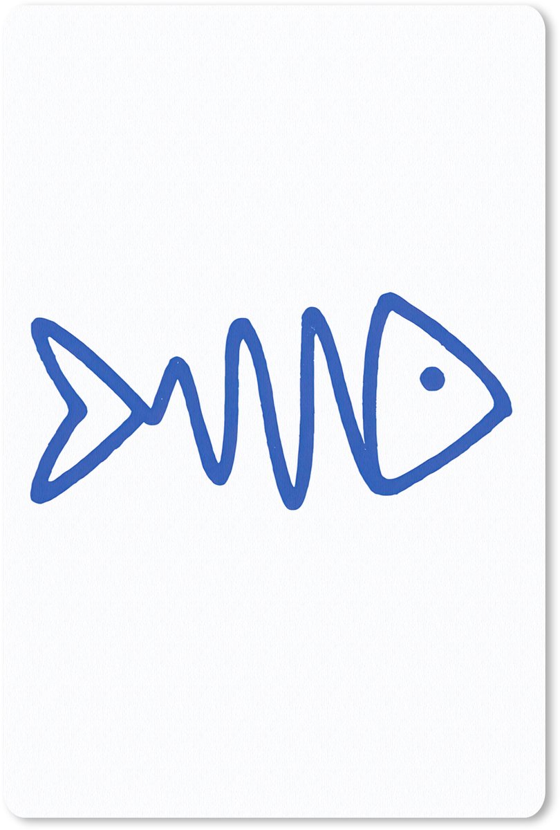 Muismat 18x27 cm - Mousepad Vis - Minimalistisch - Blauw - Lijn - Muismatten