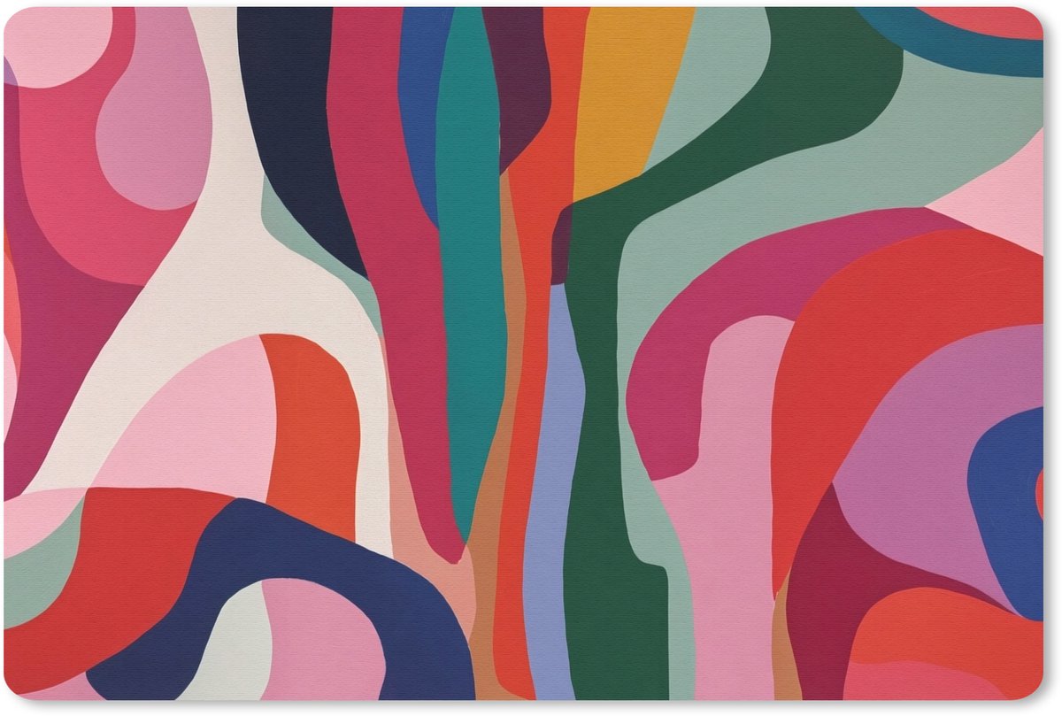 Muismat 27x18 cm - Mousepad Vormen - Bochten - Kleurrijk - Abstract - Muismatten