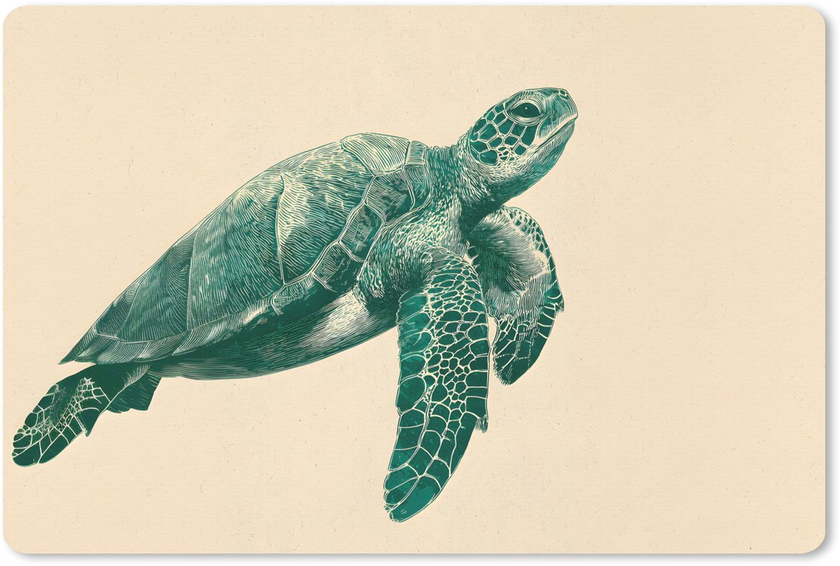 Muismat 27x18 cm - Mousepad Schildpad - Sierlijk - Groen - Schild - Muismatten