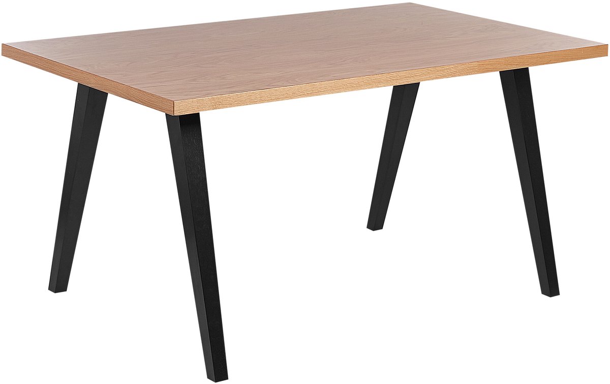 Beliani LENISTER - Eettafel - Zwart/Lichte houtkleur - 90 x 150 cm - MDF Bruin