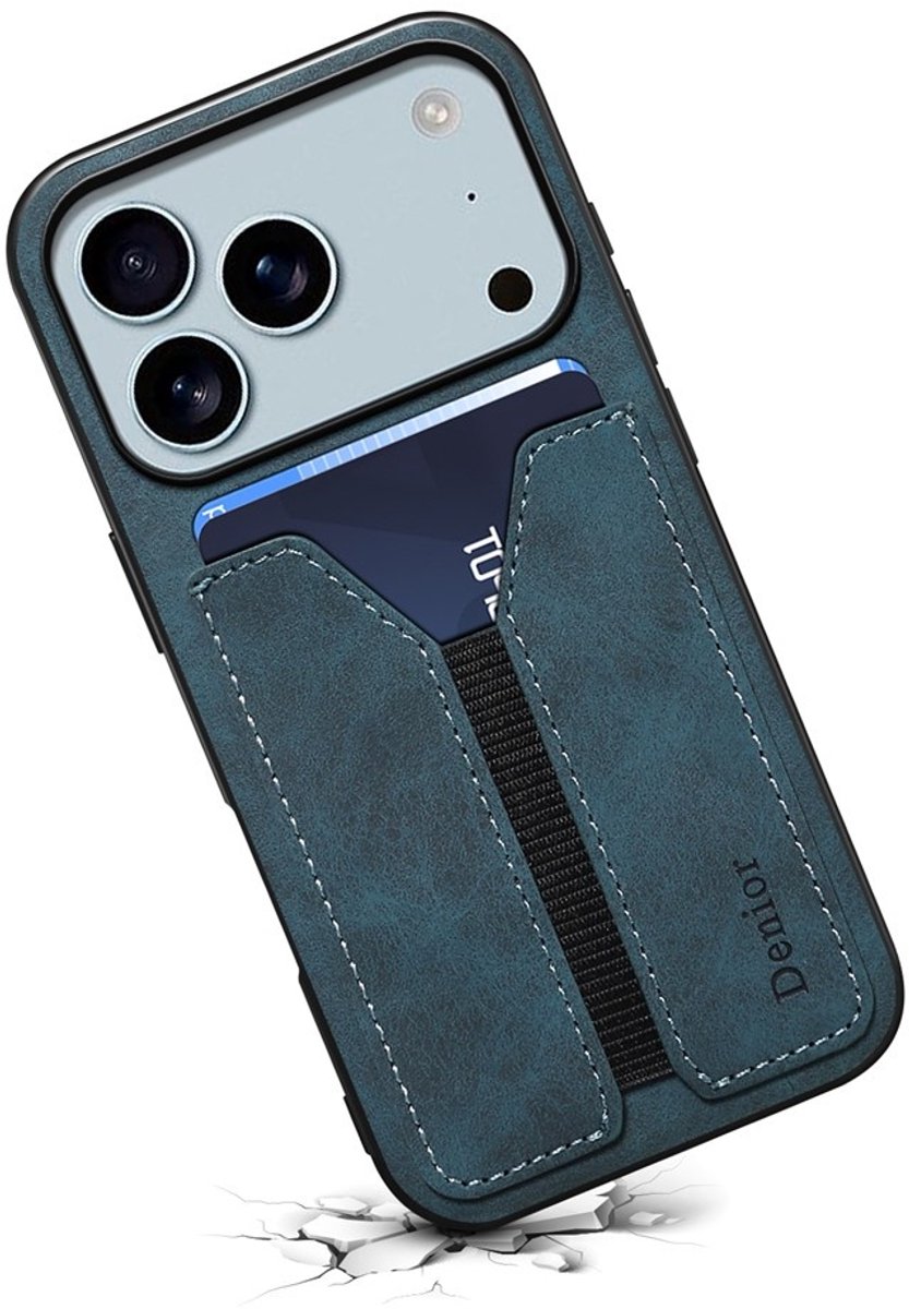 Denior Geschikt voor iPhone 17 Pro Max hoesje - Backcover met kaarthouder - Blauw