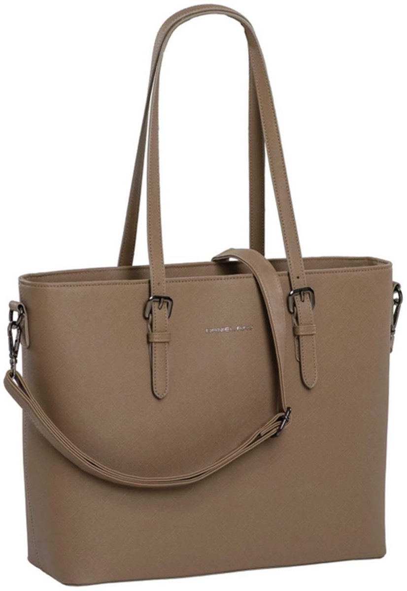 Daniel Ray Lithgow Hand & Schoudertas Shopper 15,6 inch Laptopvak - Ideale School Werk Tas - Tote Bag - Taupe
