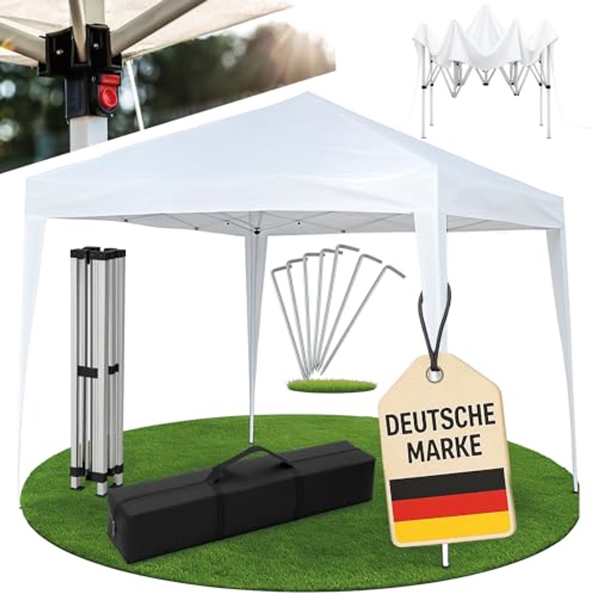 Vouwpaviljoen 3x3m Pop-Up Partytent - Opvouwbaar, Verstelbaar en UV-bestendig