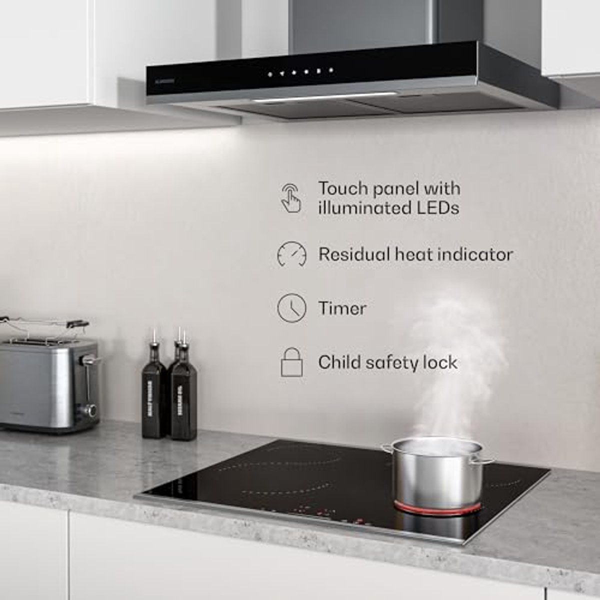 Ceramische Kookplaat 60 cm met 4 Zones en Touch Slider - 6600 W