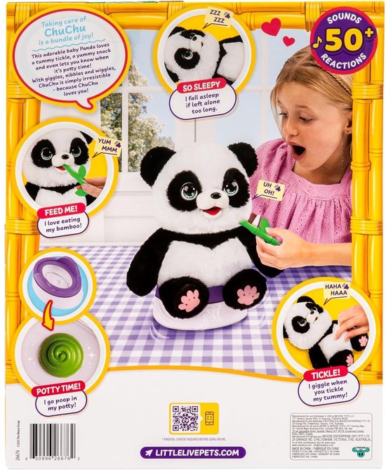 Doos met panda knuffel, potje, bamboe en uitleg "I Feed and Poop like a Baby Panda".