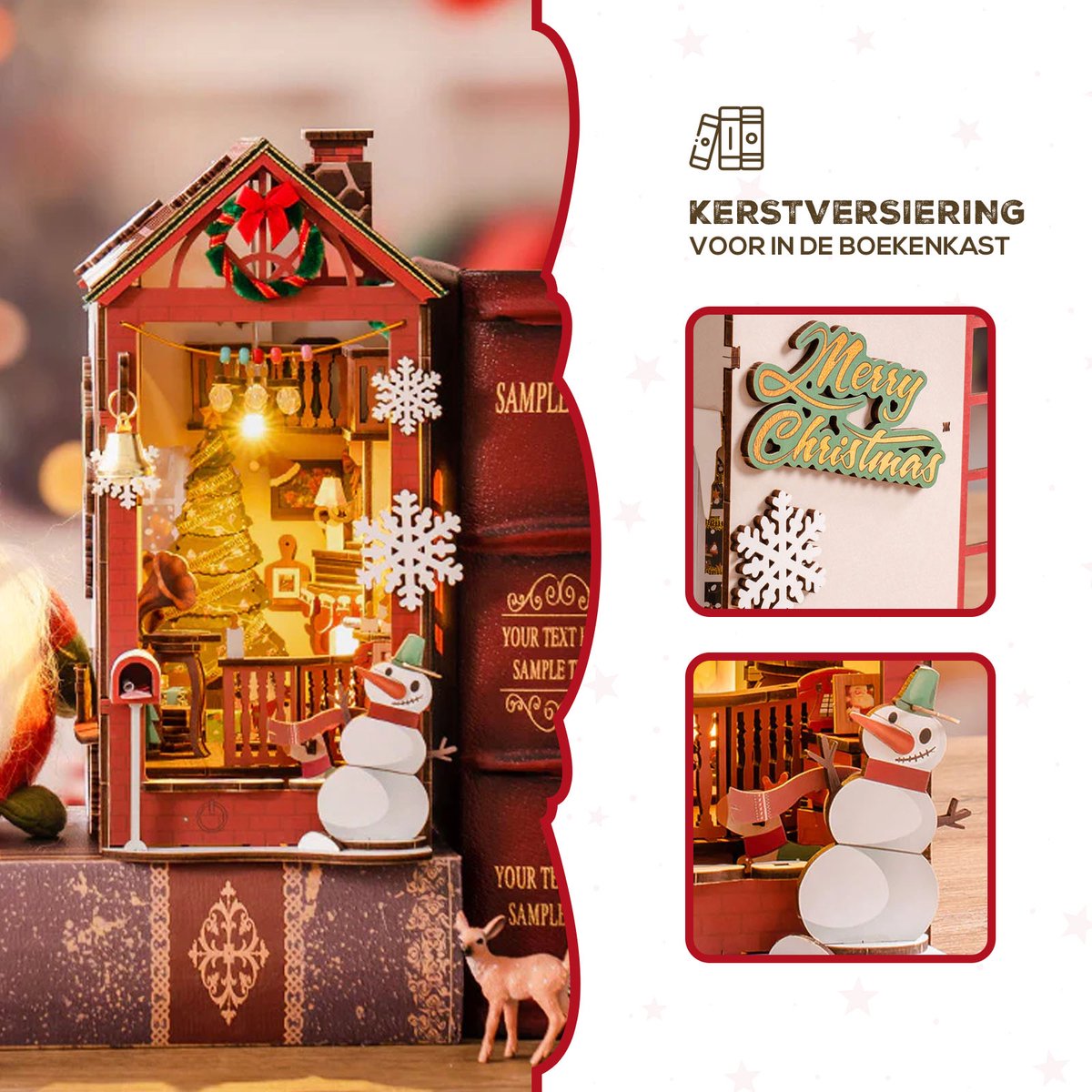 Robotime Book Nook Christmas Indoor Scene - Kerst knutsel bouwpakket — afbeelding 3