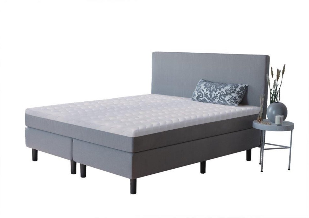 Studio - Boxspring - Pieter met geïntegreerde topper - 140x200 cm - Zilver Grijs