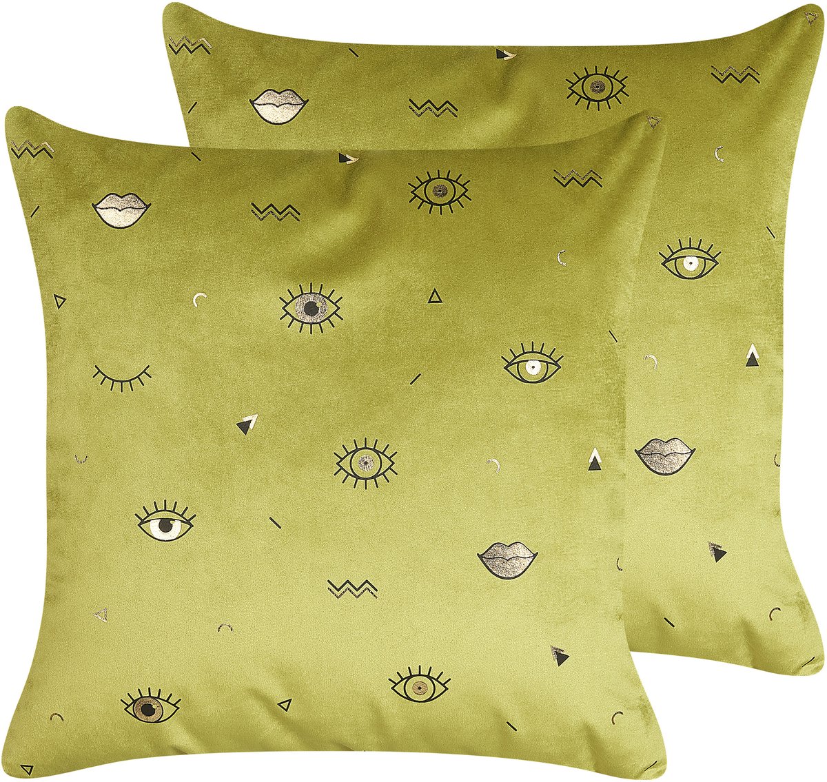 Beliani AEONIUM - Sierkussen set van 2 - Olijfgroen - 45 x 45 cm - Fluweel