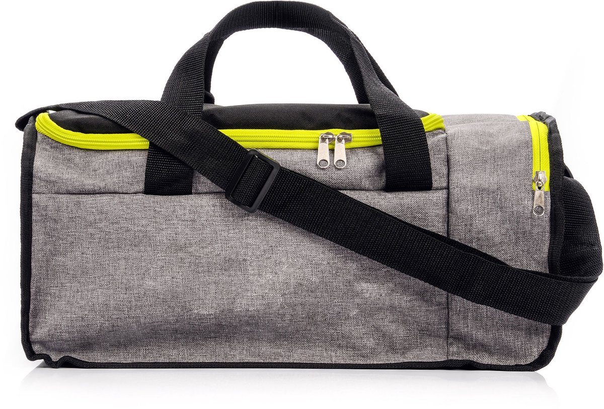 Meteor Nepr - Fitness tas - Sportuitrusting - Ideaal voor sport en training - Grijs / Neon Groen