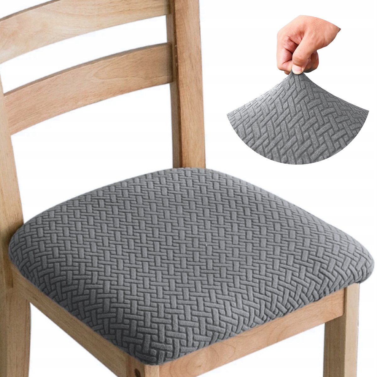 Stoelhoes Zitting 40x40cm Grijs Jacquard Elastisch