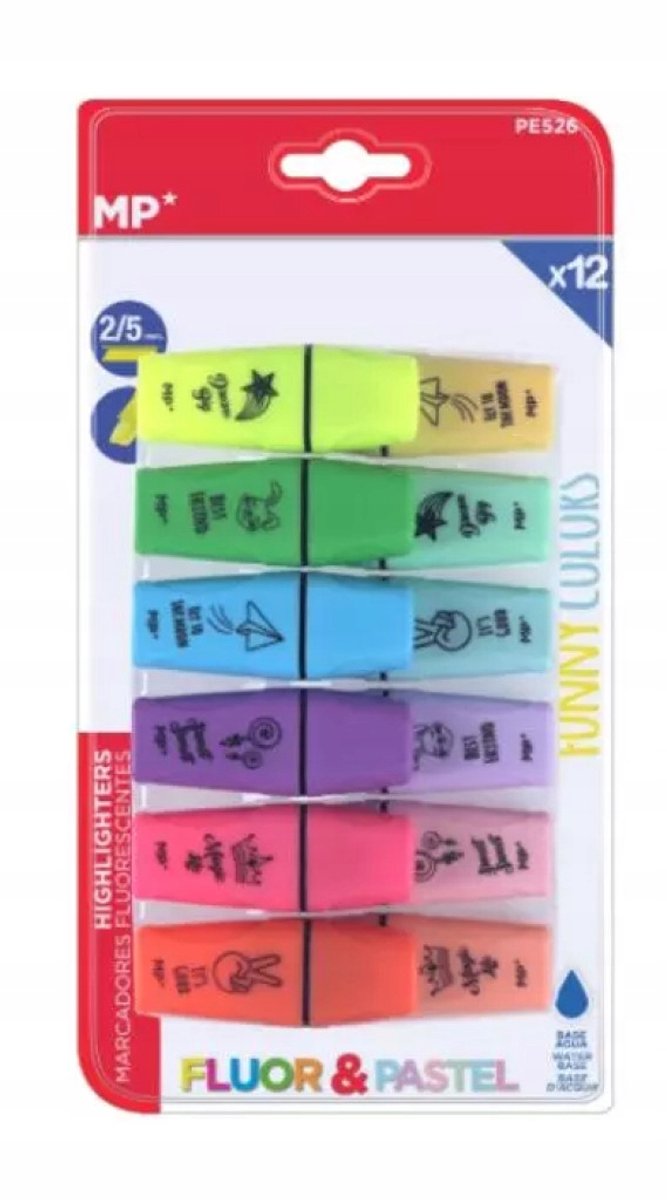 Set van 12 Kleurrijke Markers, 6.5 cm
