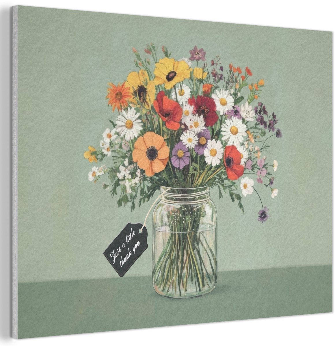 Akoestisch wandpaneel 70x50 cm - Vilt schilderij Bloemen - Vaas - Kaartje - Akoestische panelen - Geluidsdempende wanddecoratie - Geluidsisolatie woonkamer - Muurdecoratie geluidspanelen - Moederdag cadeautje - Cadeau voor mama