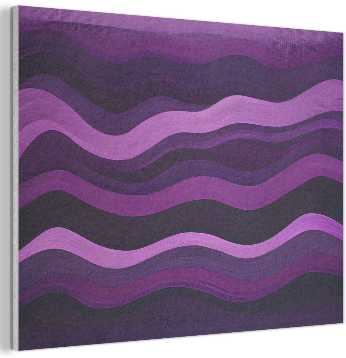 Akoestisch wandpaneel 70x50 cm - Vilt schilderij Lijnen - Golven - Paars - Abstract - Akoestische panelen - Geluidsdempende wanddecoratie - Geluidsisolatie woonkamer - Muurdecoratie geluidspanelen