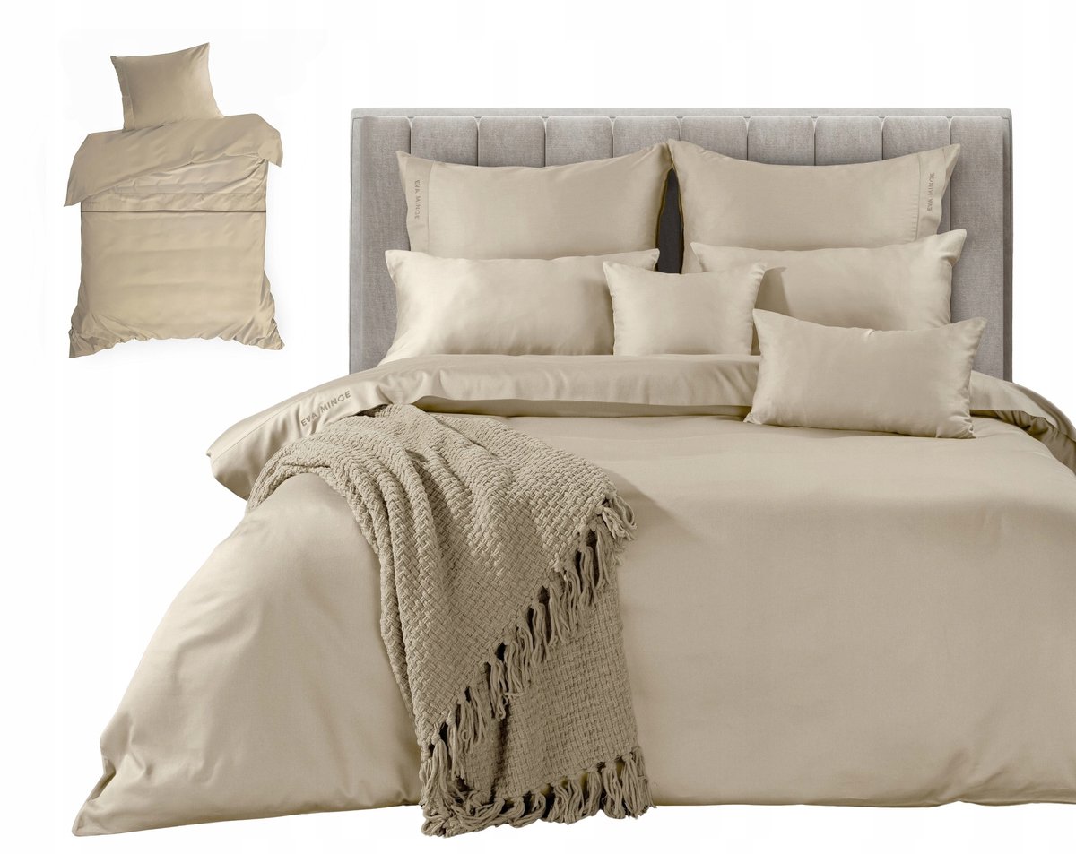 Luxe beddengoedset 140x200cm - Elegant beige katoensatijn
