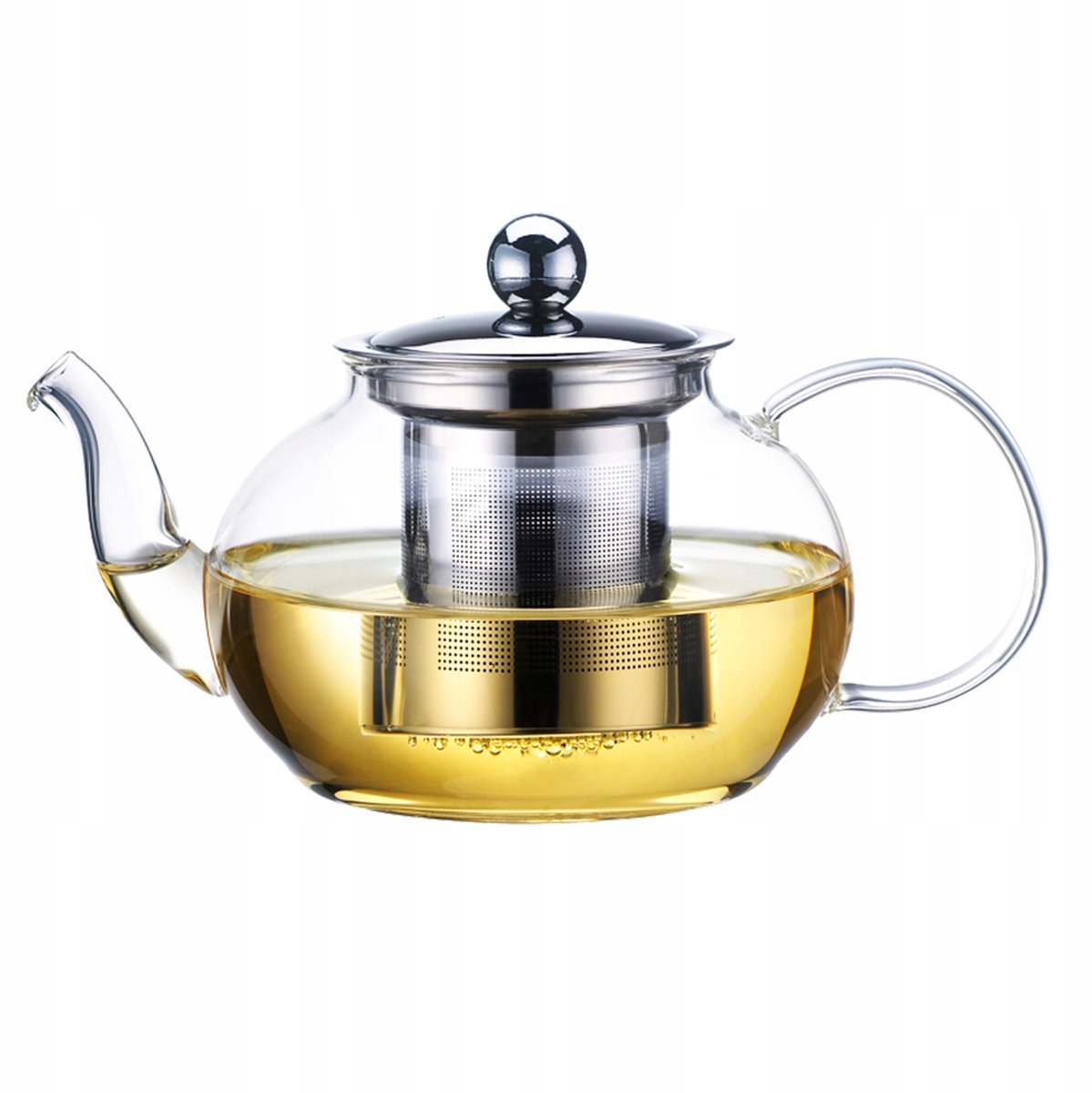 Glazen Theepot met Zetgroep - 1200ml - Hittebestendig Glas & RVS
