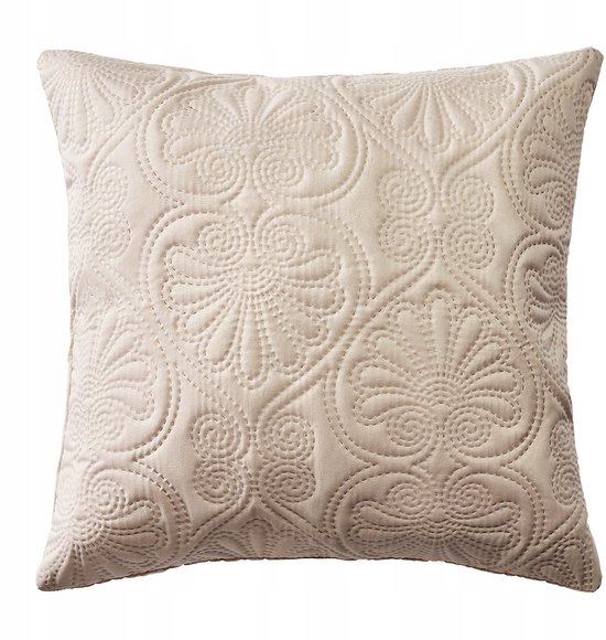 Kussenhoes Mira 45x45 cm vlechtpatroon beige | Dutch Decor