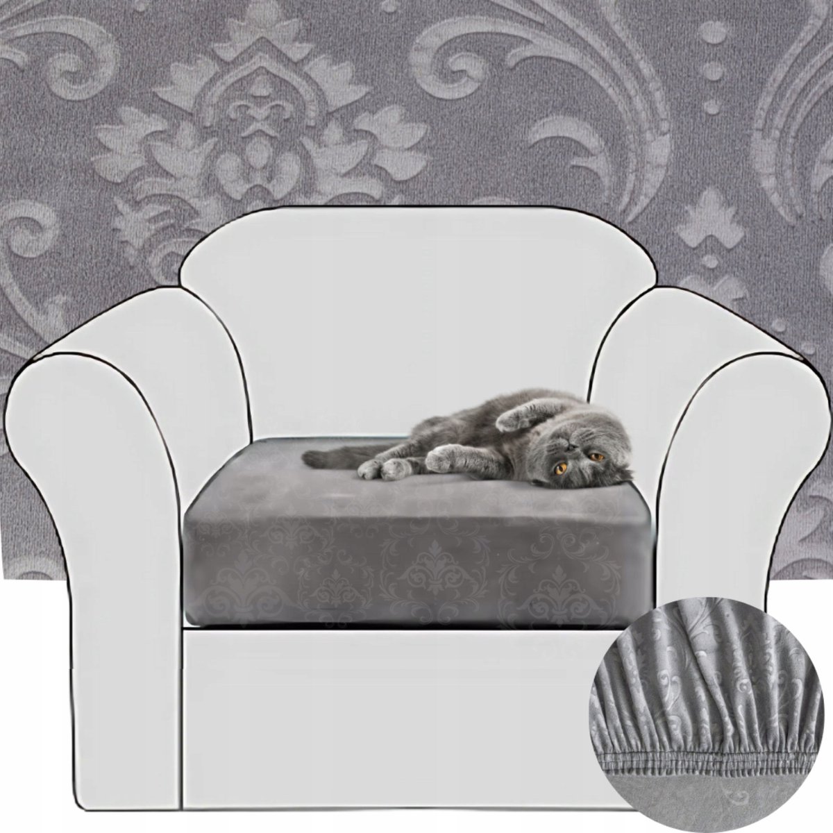 Elastische Sofahoes in Velours met Ornament - Bescherming & Stijl