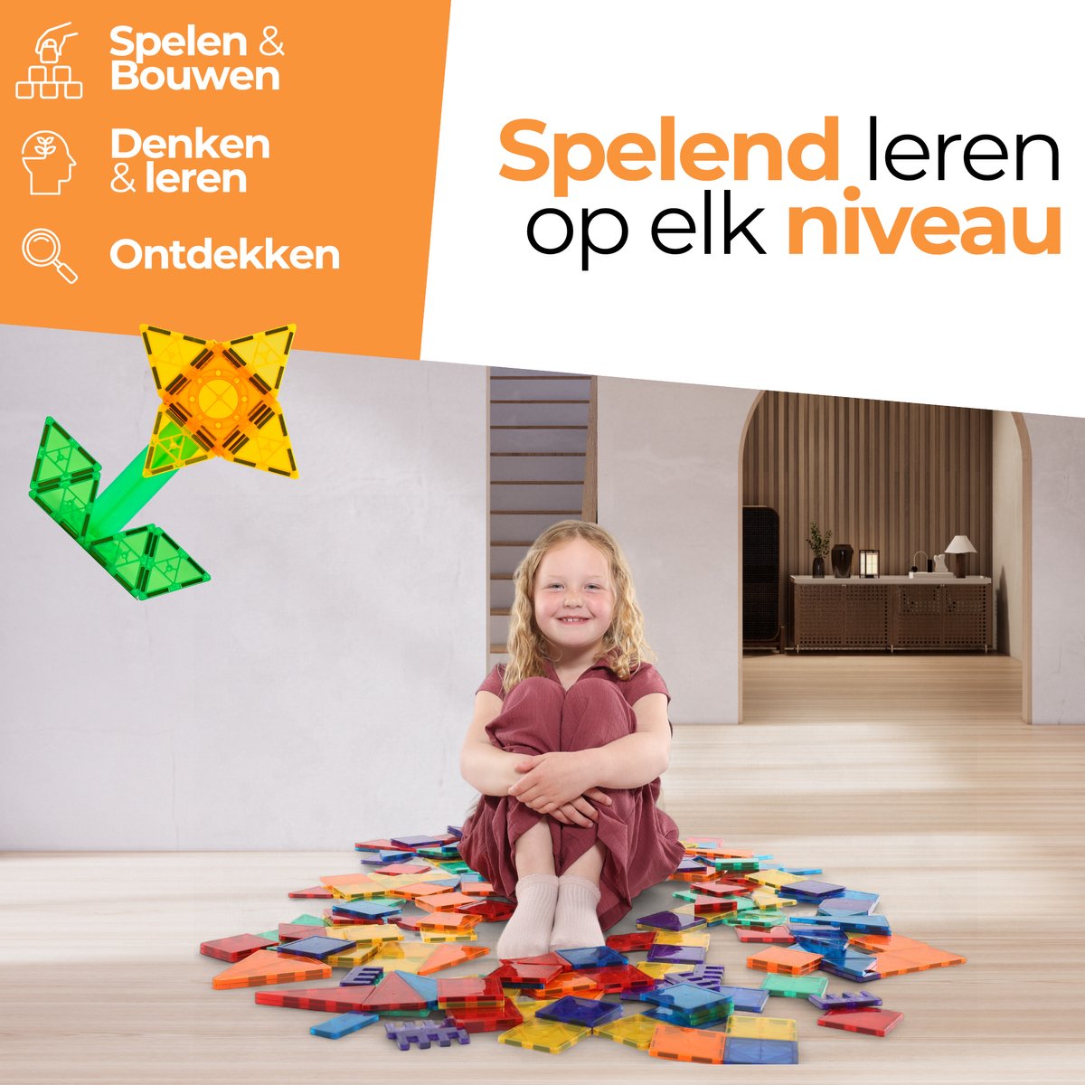 Magna Minds - Magnetic Tiles - Knikkerbaan - 102 stuks - Magnetisch Speelgoed - Constructie speelgoed - Magnetische tegels - Montessori speelgoed - Magnetic toys - Magnetische bouwstenen - Speelgoed Kinderen — afbeelding 12