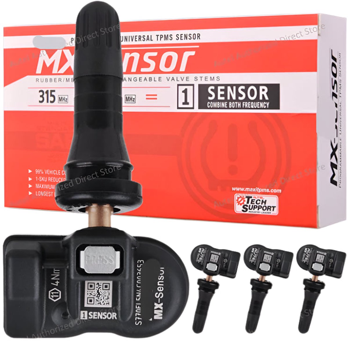 2-in-1 TPMS Sensoren - Bandenspanningsmeter - Bandenspanning - 315MHz + 433MHz - 4 Stuks – Compatibel met Meerdere Diagnoseapparaten