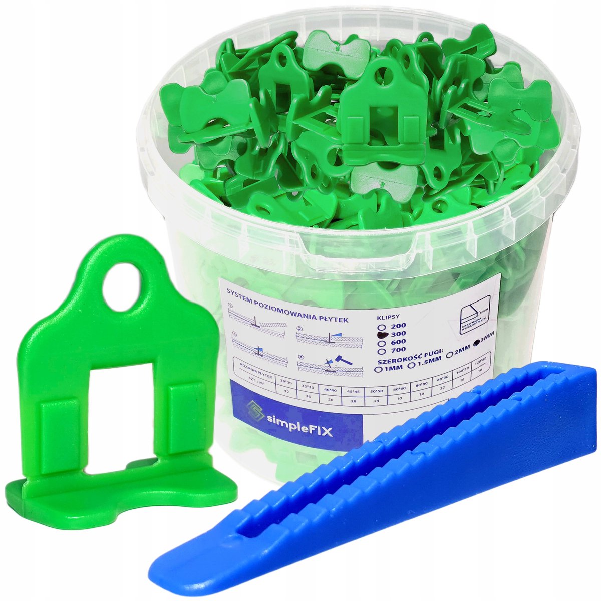 Simplefix Tegelnivelleringssysteem: 500 clips 3 mm en 100 wiggen