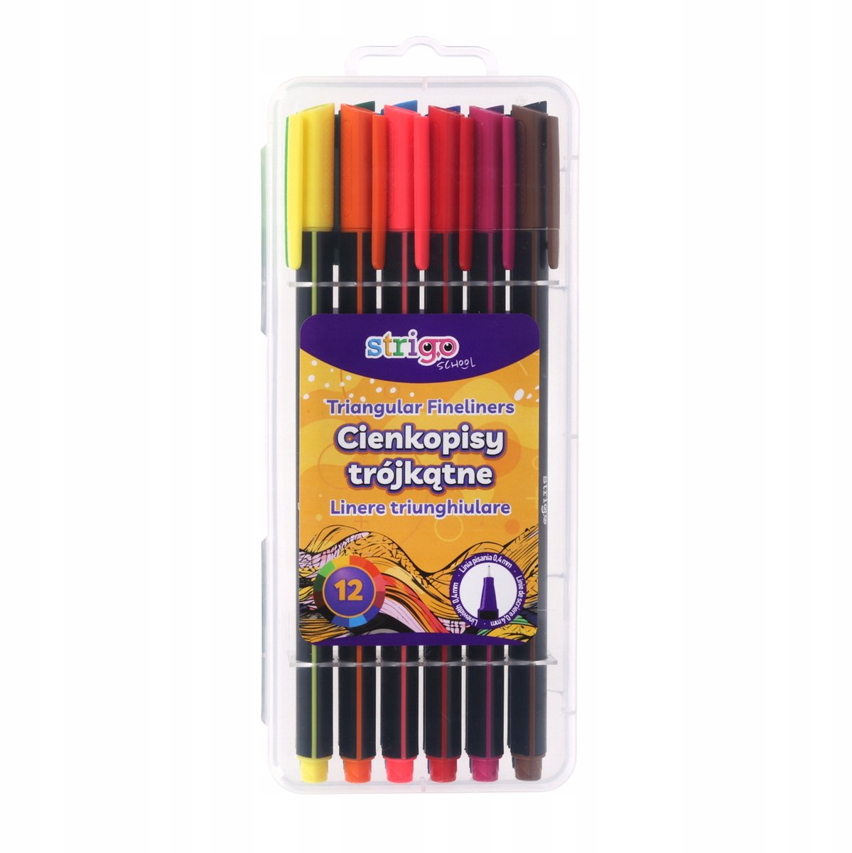 Strigo Driehoekige Kleurpodelen Set - 12 Levendige Kleuren