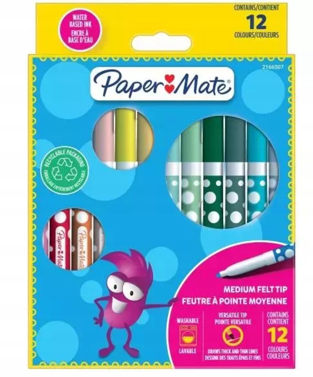Paper Mate spiraalmarkeringen - 12 levendige kleuren