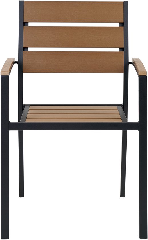BELIANI VERNIO - Tuinstoel set van 6 - Lichthout/Zwart - Kunsthout