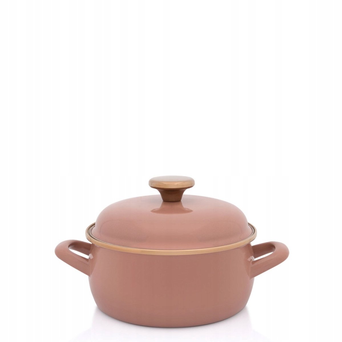Lage geëmailleerde pan met deksel 18 cm, 2,4 l, beige, mokka